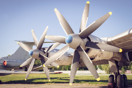  part of airoplan engine on a background of nature