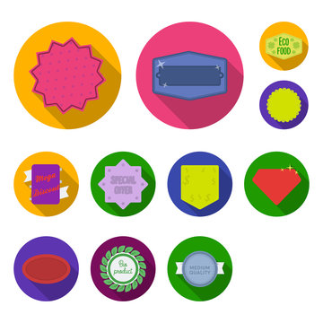 Different label flat icons in set collection for design. Index and brand vector symbol stock web illustration.