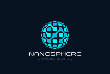 Fototapeta premium Nanotechnology Molecular DNA Electronics Sphere Logo vector icon