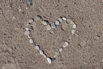 Shape of a heart on a beach