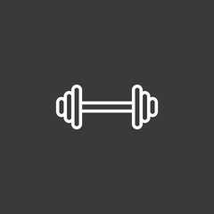 line dumbbell icon on dark background