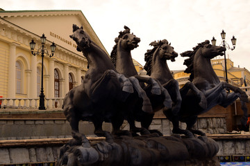 Fountain with four horses