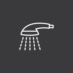 line shower icon on dark background