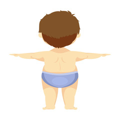 illustration of a boy, parts of the body for teaching.