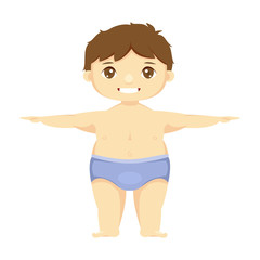 illustration of a boy, parts of the body for teaching.
