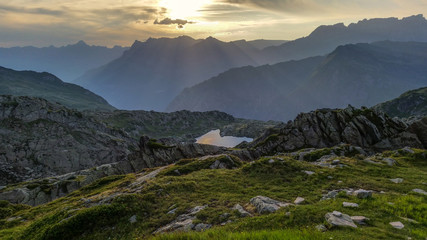 sunset in the alps