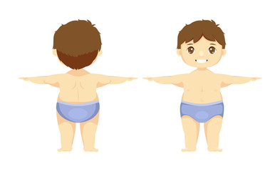 illustration of a boy, parts of the body for teaching.