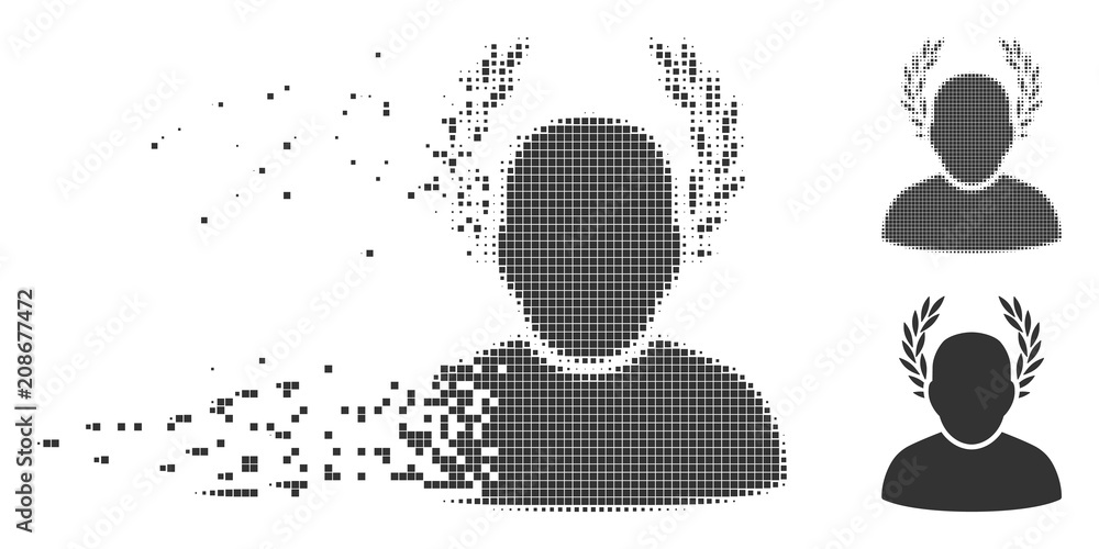 Poster gray vector caesar icon in dissolved, pixelated halftone and undamaged entire variants. rectangular 