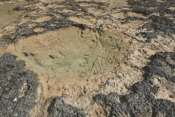 Close up of clear sea water on rocky shore. Natural beauty concept 