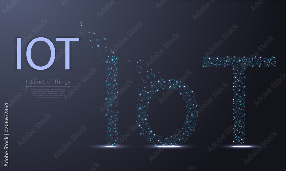 Aufkleber internet of things (iot) in style low poly. low poly wire frame illustration. lines and dots. polygo