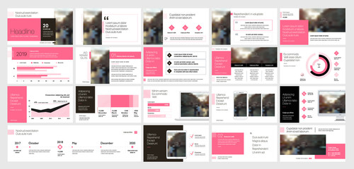 Pink presentation templates elements on a white background. Vector infographics. Use in Presentation, flyer and leaflet, corporate report, marketing, advertising, annual report, banner.