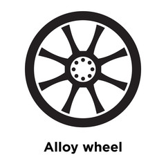Obraz premium Alloy wheel icon vector sign and symbol isolated on white background, Alloy wheel logo concept