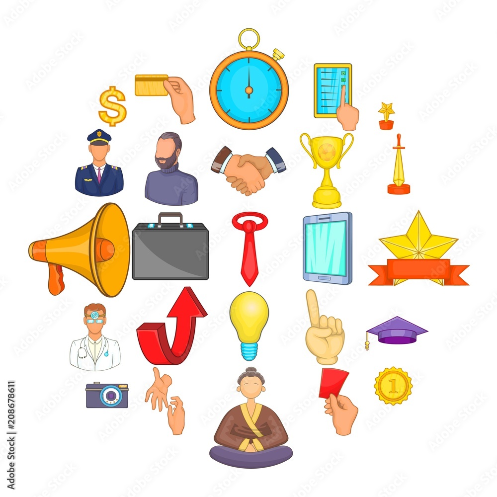 Poster administration icons set. cartoon set of 25 administration vector icons for web isolated on white ba