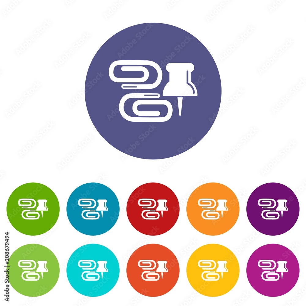 Aufkleber paper clip icons color set vector for any web design on white background