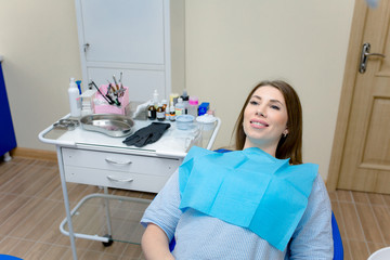 Dentist examining a patient's teeth in the dentist.Healthy teeth. Cropped closeup of a female client smiling cheerfully with her healthy teeth during dental examination at her dentist