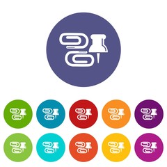 Paper clip icons color set vector for any web design on white background