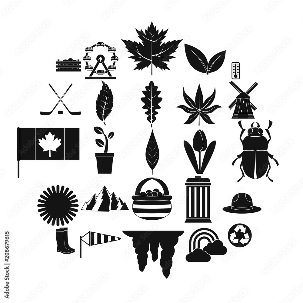 Poster leaf icons set. simple set of 25 leaf vector icons for web isolated on white background