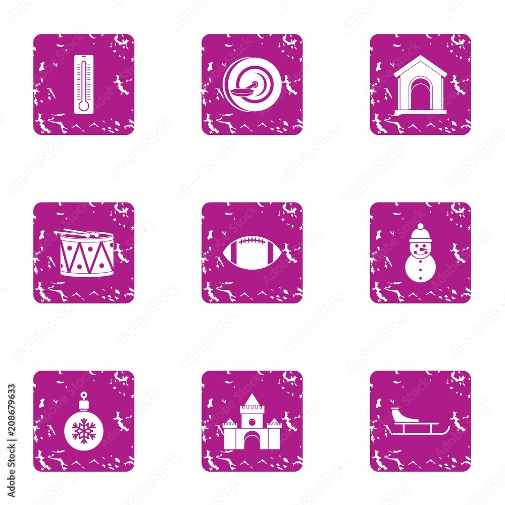 Poster winter cheeriness icons set. grunge set of 9 winter cheeriness vector icons for web isolated on whit