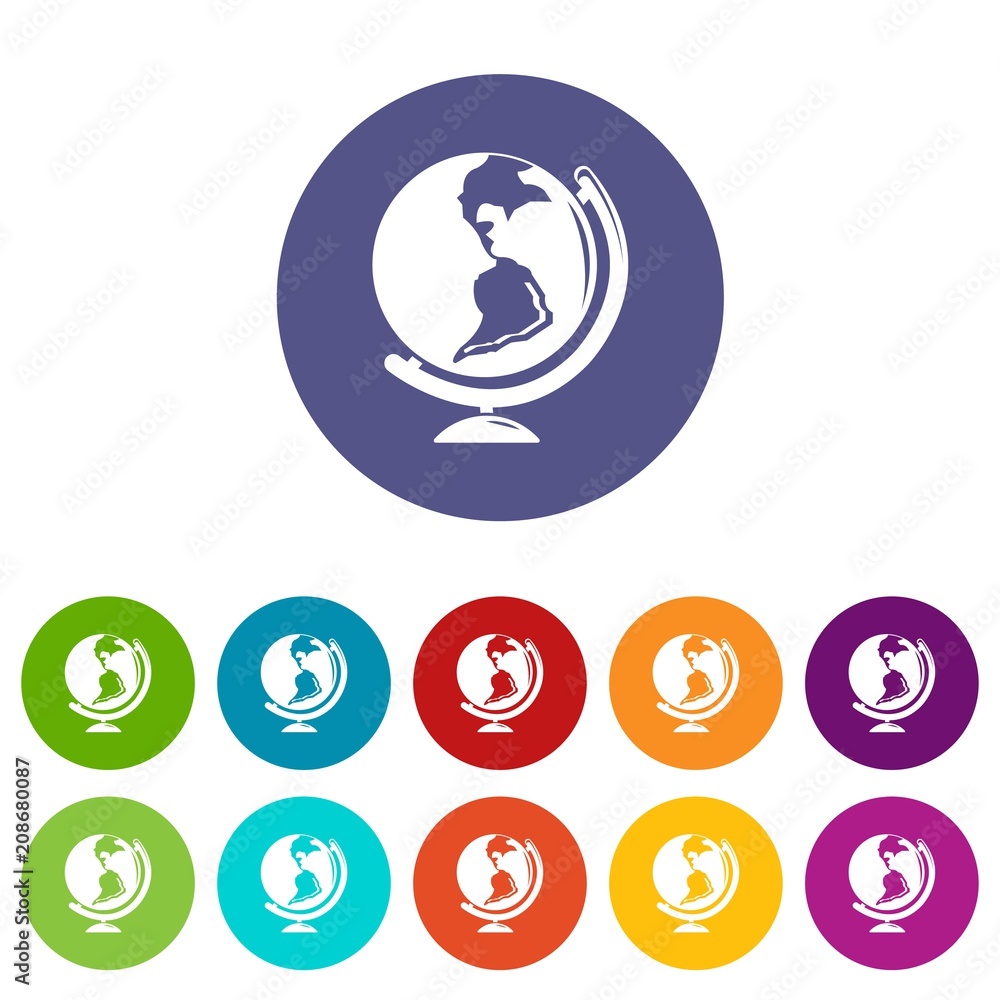 Poster globe icons color set vector for any web design on white background