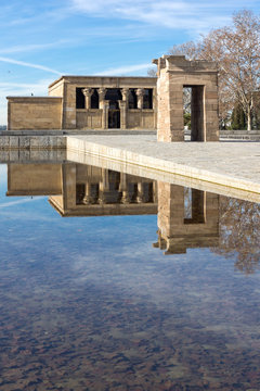 Amazing view of Temple of Debod in City of Madrid, Spain