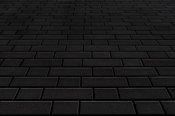 Outdoor black stone brick floor background
