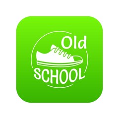 Old school icon green vector isolated on white background