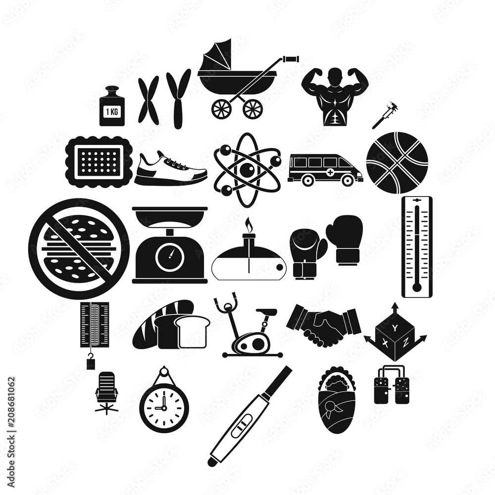 Aufkleber weighing icons set. simple set of 25 weighing vector icons for web isolated on white background