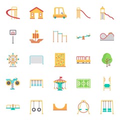 amusement park icons set