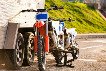 Fototapeta premium mountain off-road motorcycles in the parking