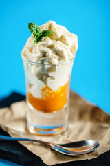 dessert with whipped cream