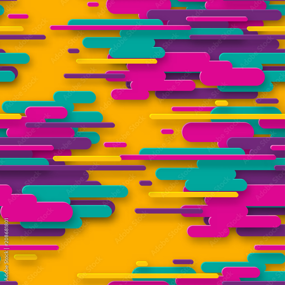 Poster abstract 3d seamless pattern with colorful paper geometric shapes with drop shadows. modern backgrou