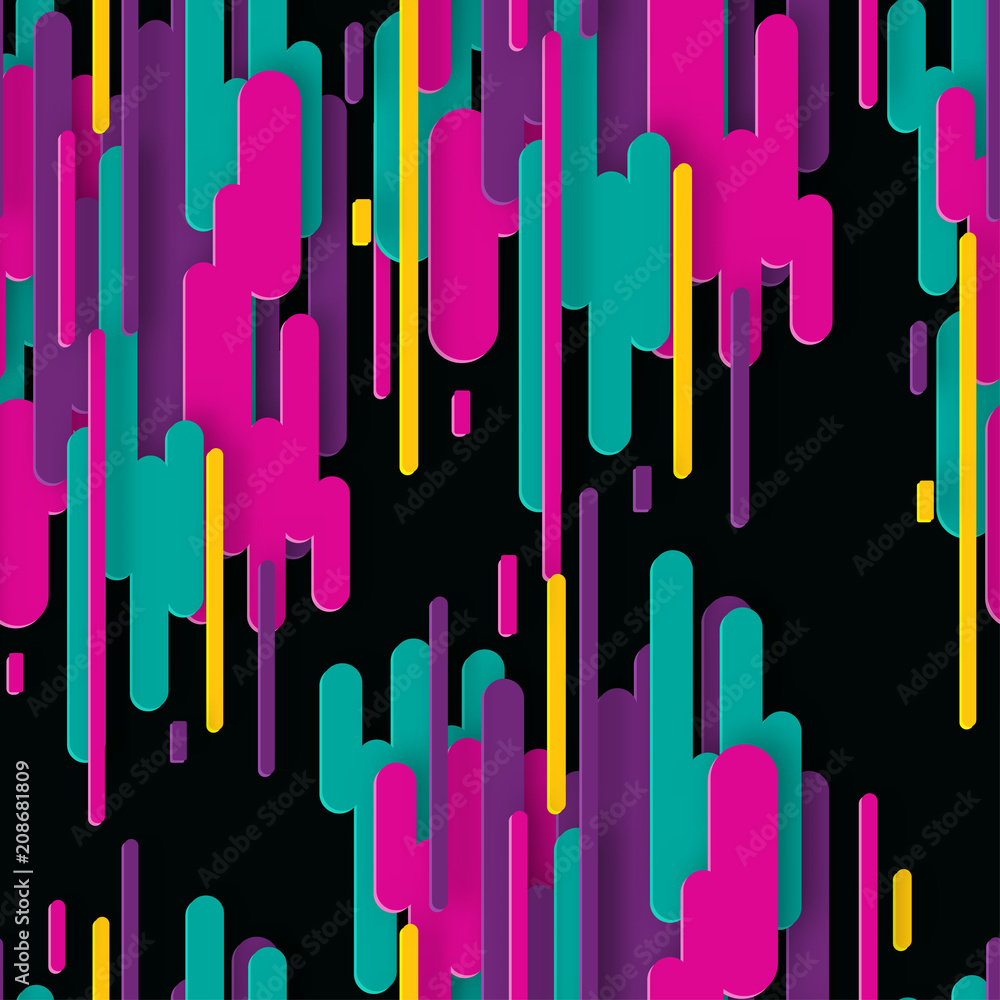 Poster abstract 3d seamless pattern with colorful paper geometric shapes with drop shadows. modern backgrou