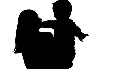 Silhouette Happy family having fun