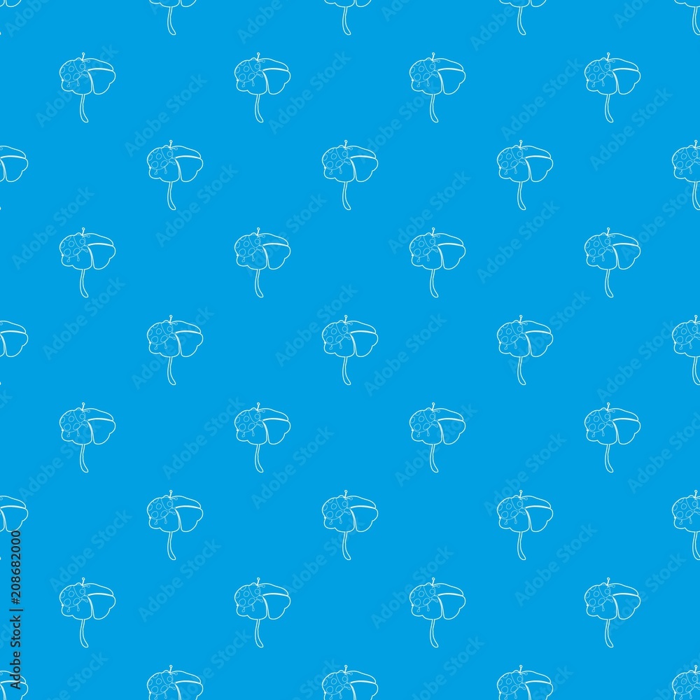 Poster ladybug sits on a flower pattern vector seamless blue repeat for any use