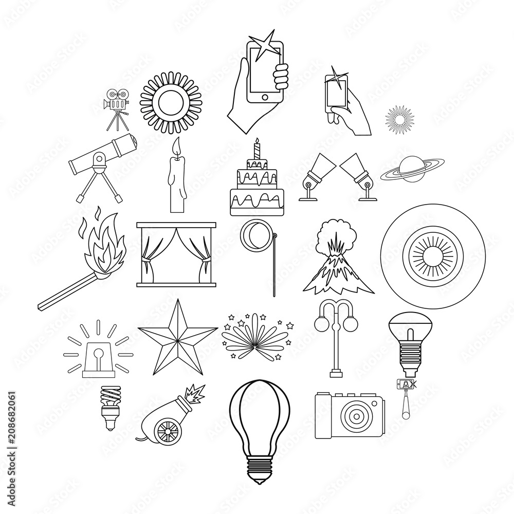 Poster burst icons set. outline set of 25 burst vector icons for web isolated on white background