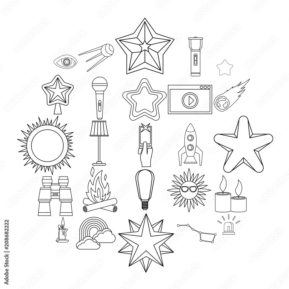 Poster flare icons set. outline set of 25 flare vector icons for web isolated on white background