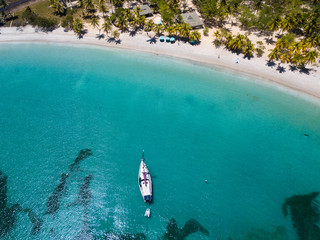 Aerial view of Mayreau beach in St-Vincent and the Grenadines - Tobago Cays. The paradise beach...