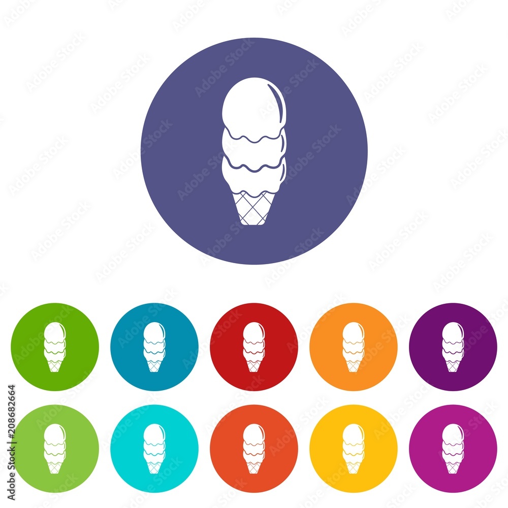 Poster three balls ice cream icons color set vector for any web design on white background