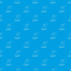 Bird singing pattern vector seamless blue repeat for any use