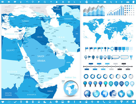Middle East Map and infographic elements