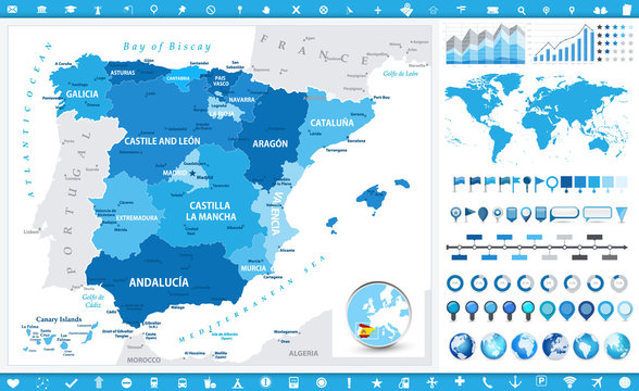Spain Map and infographic elements