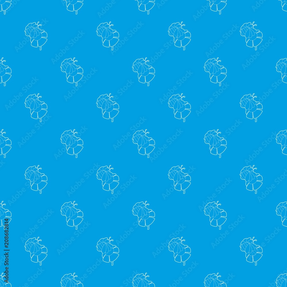 Poster bee on flower pattern vector seamless blue repeat for any use
