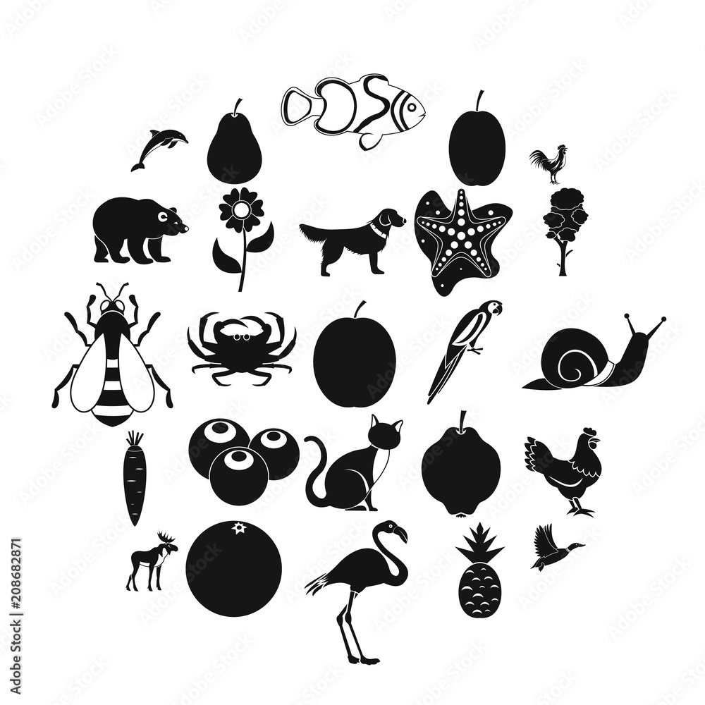 Poster fruit icons set. simple set of 25 fruit vector icons for web isolated on white background