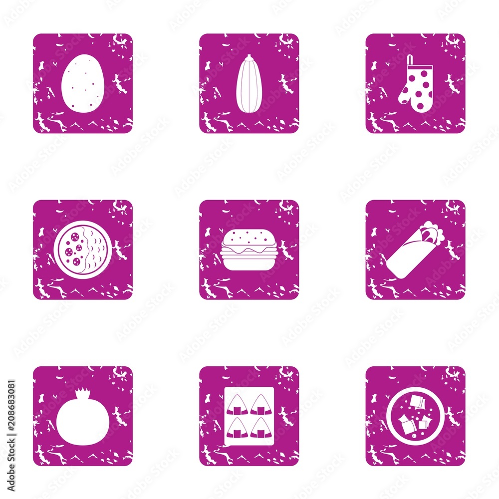 Poster provision icons set. grunge set of 9 provision vector icons for web isolated on white background