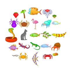 Naklejka premium Animal kingdom icons set. Cartoon set of 25 animal kingdom vector icons for web isolated on white background