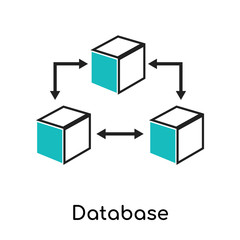 Database Interconnected icon vector sign and symbol isolated on white background, Database Interconnected logo concept