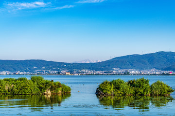 Fototapeta na wymiar Lake Suwa in Nagano, Japan.