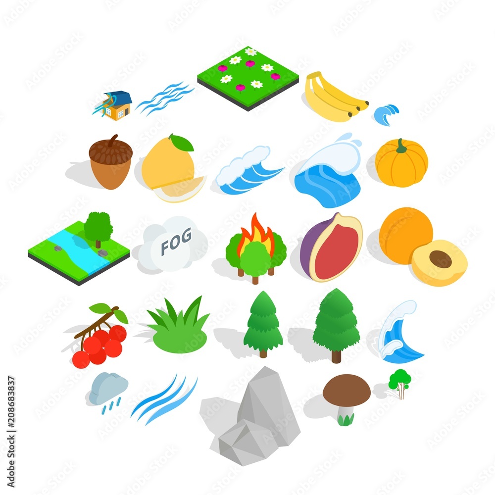 Poster grain icons set. isometric set of 25 grain vector icons for web isolated on white background
