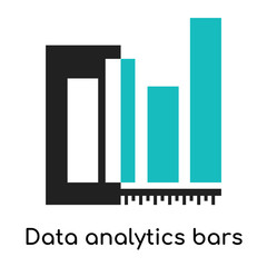 Data analytics bars graphic icon vector sign and symbol isolated on white background, Data analytics bars graphic logo concept