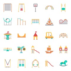amusement park icons set